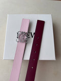 Women's Elegant Leather Belt with Decorative Silver-Tone Buckle