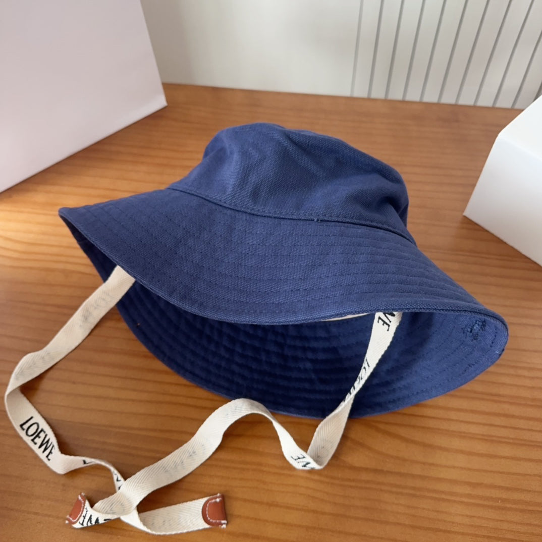Blue Denim Bucket Hat with Long Straps