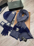 Knit Scarf Beanie Gloves Set (3pcs)