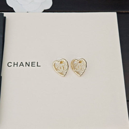 18K  Chanel Heart Diamond Earrings