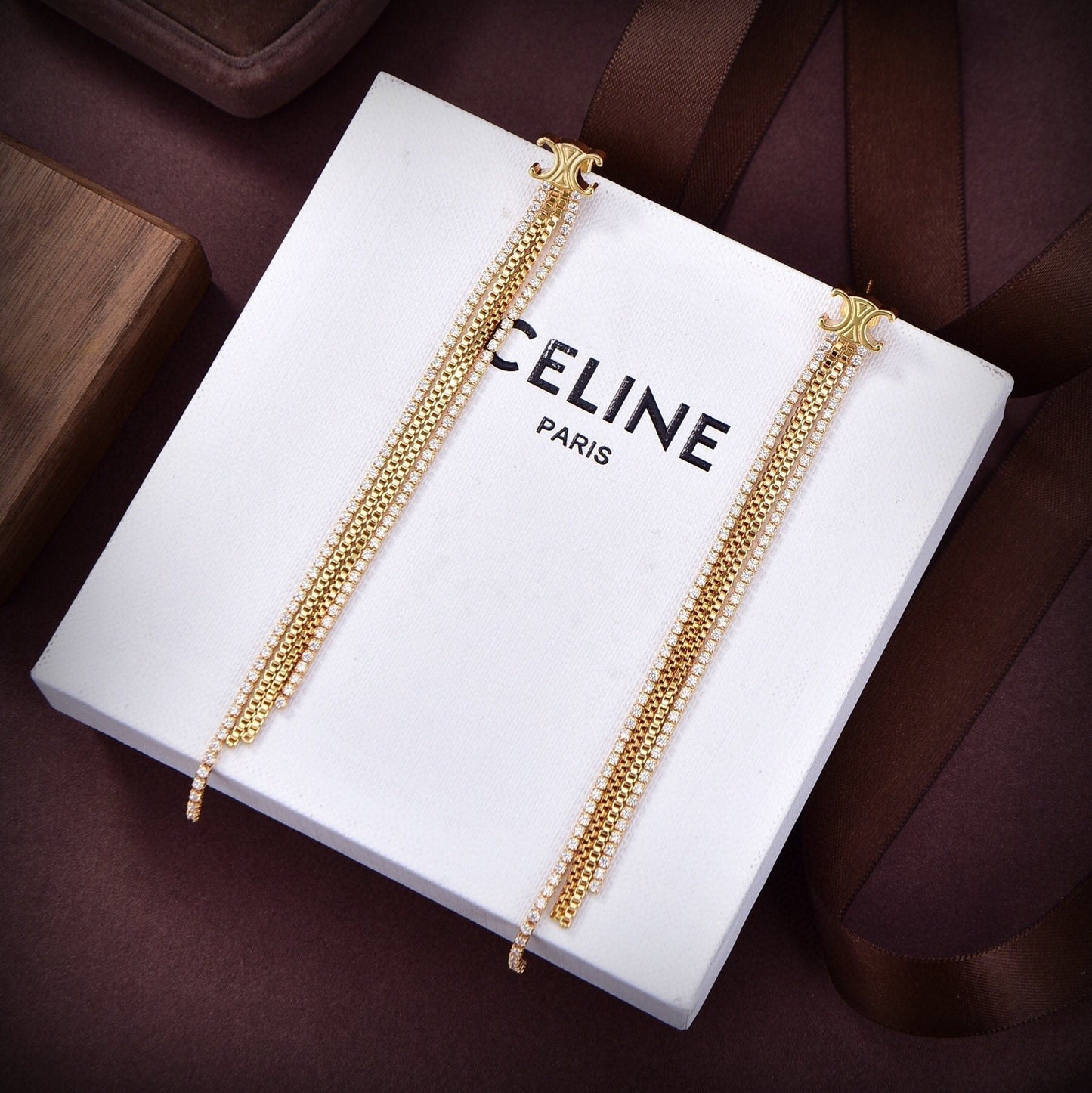 18K Celine Diamonds Long Earrings