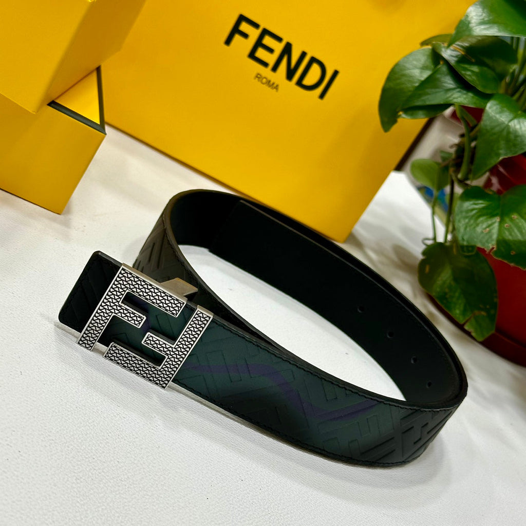 Gradient Monogram Leather Belt with Textured Buckle Width 4.0cm
