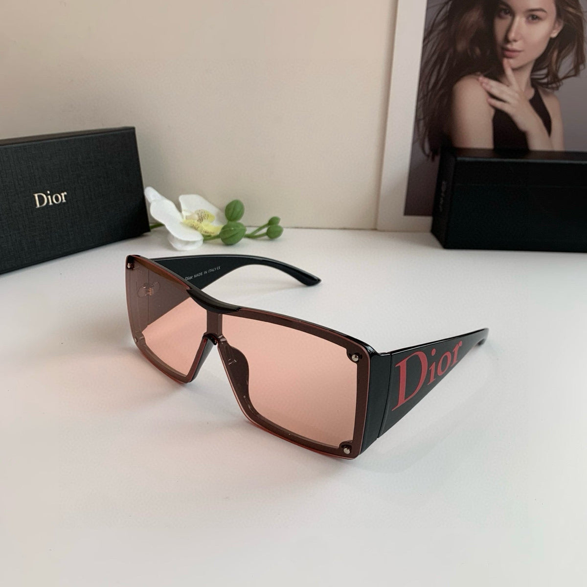 Oversized Pink Lens Shield Sunglasses